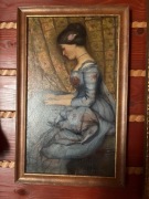 Obraz  z damą w niebieskiej sukni