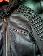 VISTULA kurtka skóra motor rock kaptur czarna