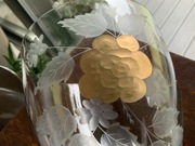 Ogromny przedwojenny kryształowy WAZON 24k złoto PUCHAR kielich BOMBONIERA