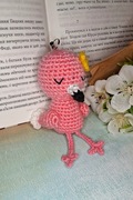 Flaming brelok ręcznie robiony na szydełku amigurumi breloczek Ptak