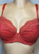 Chantelle Nowy biustonosz 70E balkonetka koronkowa czerwony, z metką