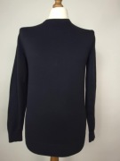 Sweter Dressmann S pima cotton granatowy cienki klasyczny basic smart casua