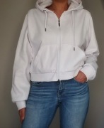 Bluza crop Page One XL biała z kapturem na zamek