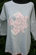 szara bluzka piżama z koronka roz 40/42 L/XL bawełna z lycra NOWA +etui