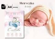 Pamiątkowy plakat - metryczka dla dziecka chrzest, urodziny do druku