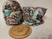 Komplet czapka komin Traktor na łące dla dziewczynki 