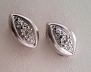 COLIBRA – klipsy PRL vintage łezki, cyrkonie, metal srebrzony