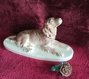 Figurka porcelanowa pies seter angielski KP Kispest Granit Węgry vintage