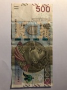 500zł seria AA rok 2016