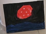 Obraz 17.5x24 cm malowany pod tytułem truskawkowy księżyc