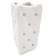 Biały ceramiczny wazon z kryształkami STYL GLAMOUR