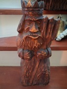 Drewniana ludowa rzeźba Neptuna