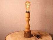 Lampka stołowa nocna rękodzieło toczona z drewna dębu unikatowa