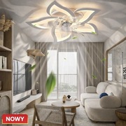 Nowoczesny plafon LED Kwiat Lotosu z wiatrakiem Biała ,tryb zimowy