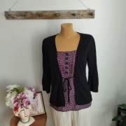 Sweter George r. 40/42 – kwiaty + koszulowa wstawka