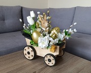 Dekoracja wielkanocna glamour. Zając. Stroik na Wielkanoc premium 