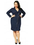 Sukienka szmizjerka na zamek z kołnierzem granatowa 46/48