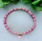 Bransoletka jadeit zawieszka serce różowa złota 