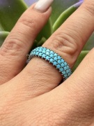 Srebrna 925 obrączka z turkusami rozm.14