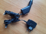 Ładowarki z końcówką miniUSB kpl. sieciowa i samochodowa