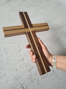 Krzyż na ścianę 32cm Rękodzieło z  drewna egzotycznego