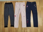 zestaw 3 sztuki spodnie jeansy 140 jeansy H&M granatowe, różowe