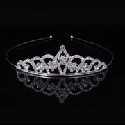 Srebrna tiara ślubna diadem z cyrkoniami 