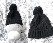 Czarna czapka sweterkowa z małym pomponem unisex Reserved wiosna / jesień