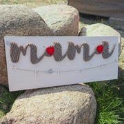 Napis Mama Obraz String Art Rękodzieło 75x25cm