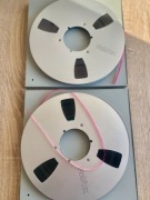 Dwie alu szpule REVOX, 26cm, srebrne oryginały w super stanie.