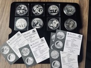 Chiny, 1 oz uncja 10 Yuan Panda 2007 2008 2009 2010 Fabulous