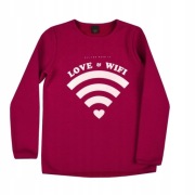 Ciepła bluza długi rękaw - LOVE & WIFI - Różowa rozm. 146