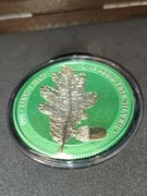 2019 Germania Mint Liść Dębu Space Green - 1 uncja srebra, certyfikat nr 99