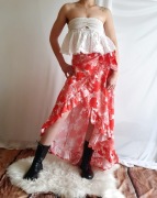 Spódnica Damska Maxi z Rozcięciem Letnia z Falbanami Paskiem Boohoo xs 34