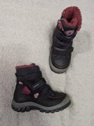 Granatowe eleganckie skórzane zasuwane buty kozaki w serca Lasocki 26