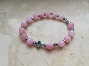 Różaniec bransoletka dziesiątka różowa  hematyt srebro