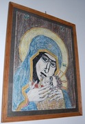 SYGNOWANY RYSUNEK IKONY MATKA BOSKA KORSUŃ