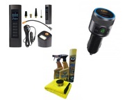 ZESTAW SAMOCHODOWY!  Mini Kompresor z latarka + Transmiter + Kosmetyki