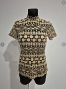 Złoto beżowo czarna bluzka półgolf Educe