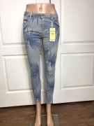 Jeansy damskie niebieskie skinny M 38 rurki cienki jeans print nowe