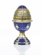 Niebiesko-złote Jajko zamek unikatowe puzderko Keren Kopal Faberge