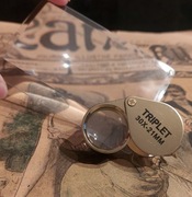 2 lupy śliczna lupa złota 30x i lupa wielk. karty kred. i brelok 