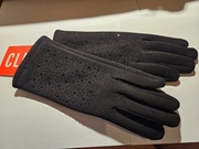 Modne damskie zimowe rękawiczki czarne CLEVE SMART do telefonu r. 8