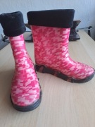 Buty kalosze dziecięce, ocieplane z wyciąganą skarpetą. Rozmiar 31/32