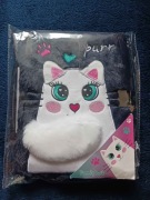 LOOZZ uroczy pamiętnik z kłódką pluszowy biały kot