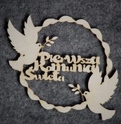 Komunia Święta wianek z gołąbkami