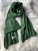 Szal i czapka zielony Cashmere 50% kaszmir 50% wełna