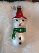 Bombka choinkowa szklana stara PRL handmade ręcznie zdobiona