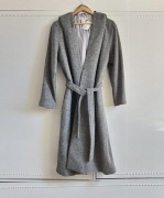 Nowy płaszcz H&M L 40 szary wełna wiskoza kaptur alternative 