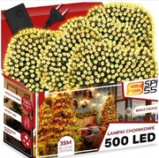 LAMPKI CHOINKOWE 500 LED ZEWNĘTRZNE WEWNĘTRZNE BIAŁE CIEPŁE  35M 